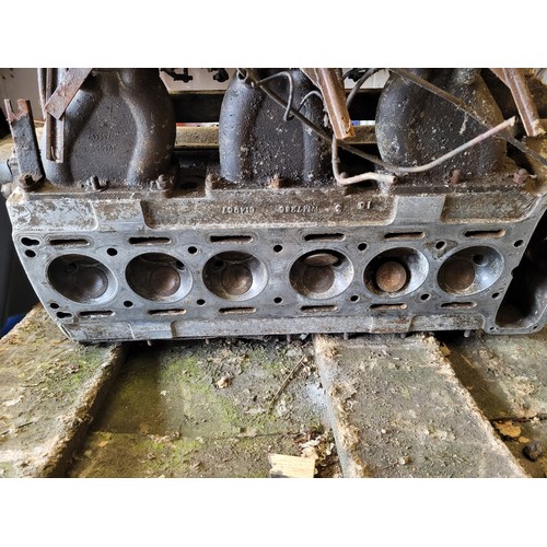 126 - Jaguar SP Type Cylinder Head, from a six cylinder (XK type) engine. Complete with intake manifold an... 