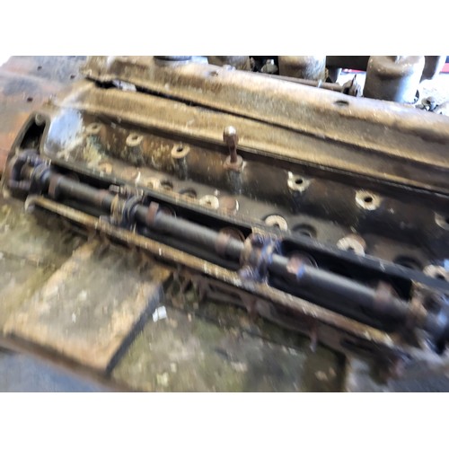 126 - Jaguar SP Type Cylinder Head, from a six cylinder (XK type) engine. Complete with intake manifold an... 