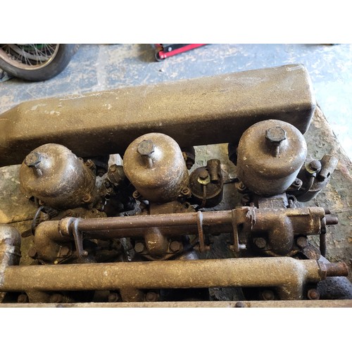 126 - Jaguar SP Type Cylinder Head, from a six cylinder (XK type) engine. Complete with intake manifold an... 