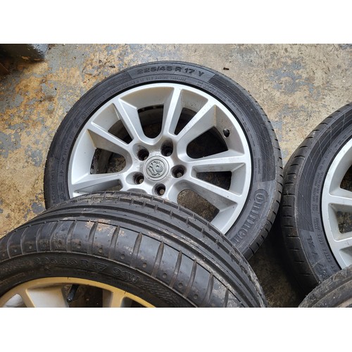 133 - Alloy Wheels, a set of five, for Vauxhall five stud. with 225/45/17 tyres. (5 items)