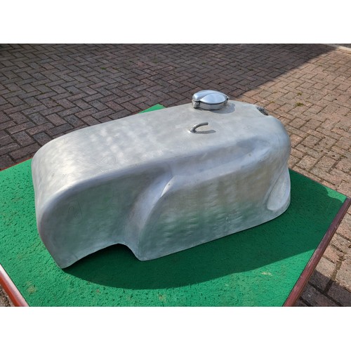 144 - A Manx style hand crafted alloy petrol tank, un-polished natural worked finish, with top breather tu... 