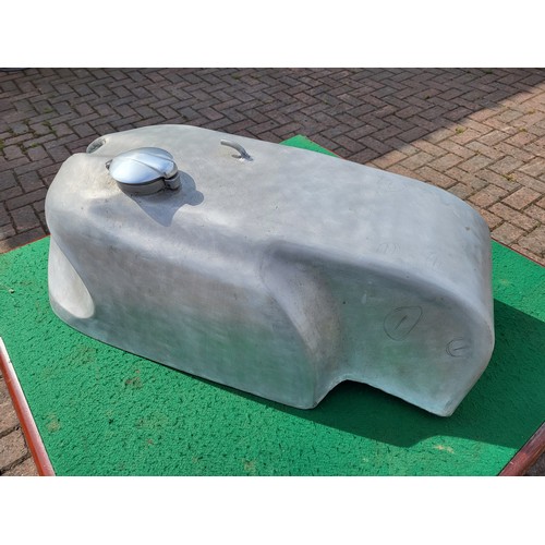 144 - A Manx style hand crafted alloy petrol tank, un-polished natural worked finish, with top breather tu... 