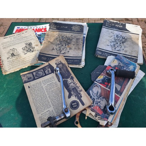 146 - BSA kickstart and gear lever, (Goldstar?) plus related BSA  literature.