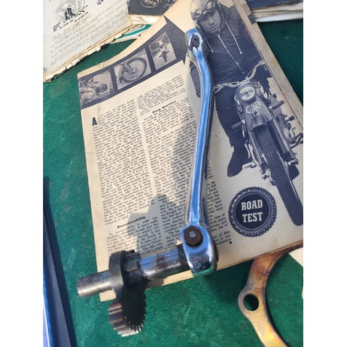 146 - BSA kickstart and gear lever, (Goldstar?) plus related BSA  literature.