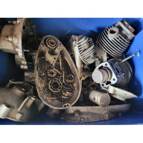 154 - A box of Villiers 98cc engine parts. Two speed, and some single speed