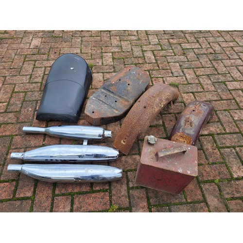 189 - Ariel Mudguards, Seat, Exhausts, an oil can. (8 items)