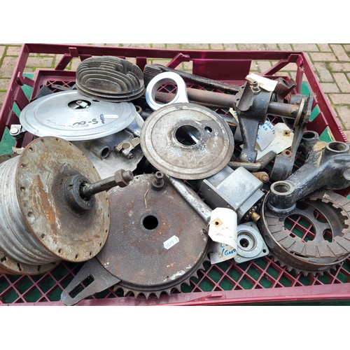 195 - Assorted Motorcycle Spares, including two sets of wheels, two sets of fork legs, a James / Francis B... 