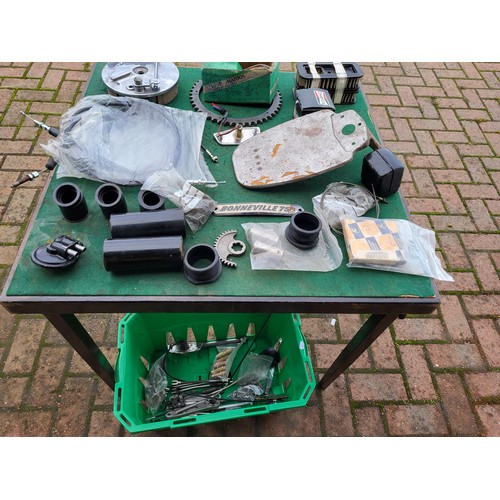 198 - Motorcycle Spares believed to be Triumph, including a Twin Leading Shoe Brake plate built up with ne... 