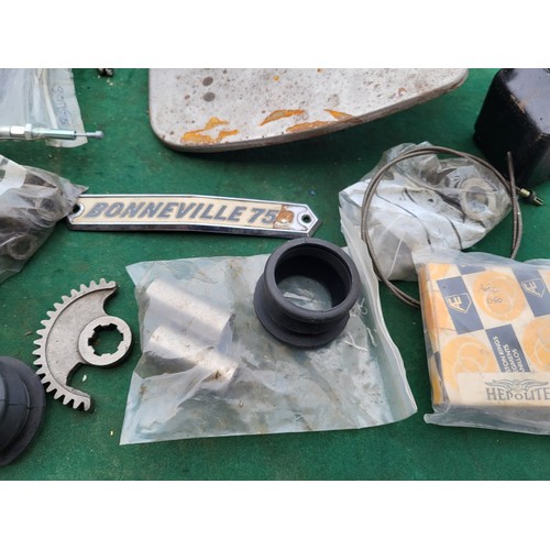 198 - Motorcycle Spares believed to be Triumph, including a Twin Leading Shoe Brake plate built up with ne... 