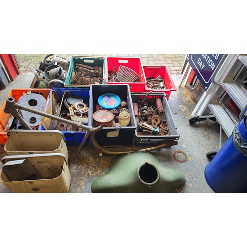 205 - Motorcycle Spares, Mainly BSA. A large lot Including a frame (no ID) seat frames, springer suspensio... 