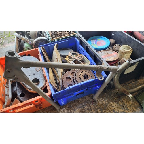 205 - Motorcycle Spares, Mainly BSA. A large lot Including a frame (no ID) seat frames, springer suspensio... 