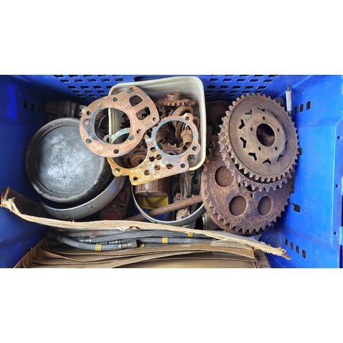 205 - Motorcycle Spares, Mainly BSA. A large lot Including a frame (no ID) seat frames, springer suspensio... 