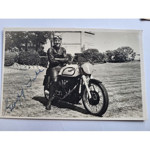 63 - British Motorcycle Rider Autographs, including a signed photograph of Geoff Duke, a photograph of Le... 