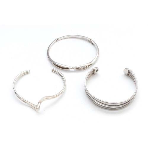 78 - Three 925 silver bangles, 54gm