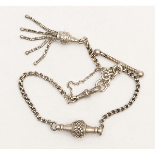 88 - A Victorian silver albertina bracelet, 12gm