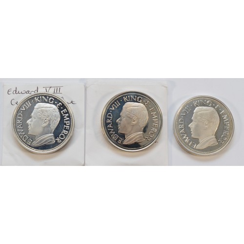 110 - Three silver proof Ceylon Piedfort coins to include Newfoundland, Edward VIII and a Mauritius versio... 