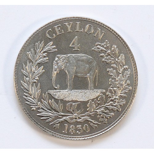 112 - William IIII, an 1830 Ceylon 4 Rix coin, VF