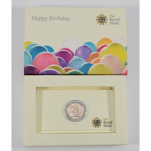 118 - Royal Mint, a 2010 gold proof Sovereign in a Happy Birthday box with certificate