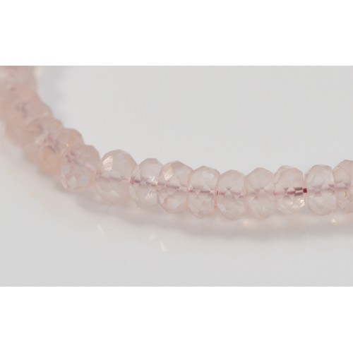 574 - A 9ct gold clasp rose quartz beaded necklace, 10.2g