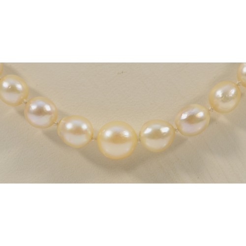 575 - A cultured pearl single strand necklace, graduating in size, largest is 8mm