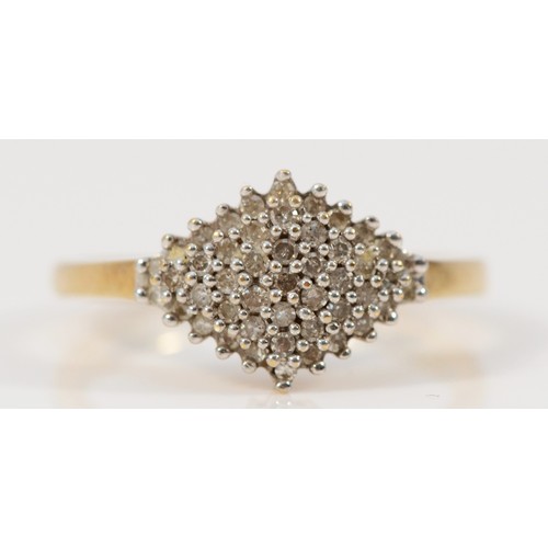 651 - A 9ct gold pave set diamond dress ring, L, 2.8g