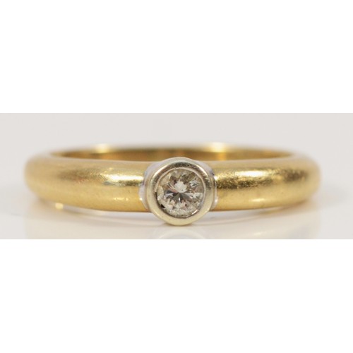 696 - A 9ct gold brilliant cut diamond solitaire ring, L 1/2, 2.6g