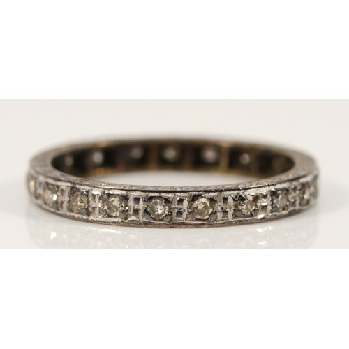 710 - A 9ct white gold single cut diamond full eternity ring, Q, 2.5g