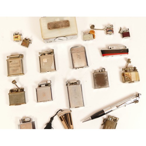 242 - A collection of 1930s and later cigarette lighters, petrol operated, to include 'lift arm' Polo's, a... 