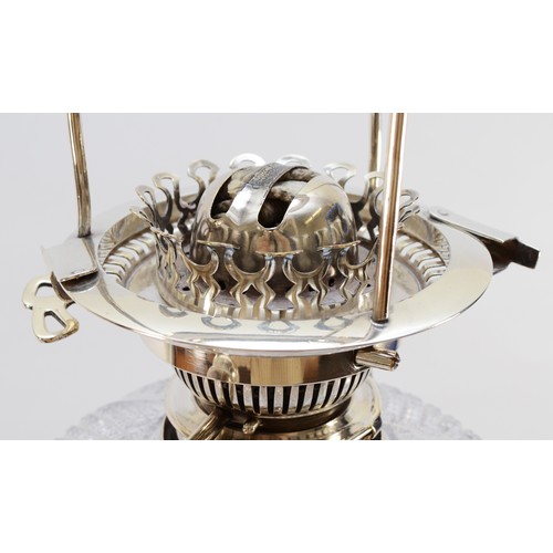 53 - An impressive silver column oil lamp, by Daniel & Arter, Birmingham 1913, the acanthus leaf faceted ... 