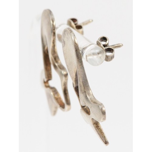 60 - Georg Jensen, a pair of silver earrings, design number 118, Splash by Henning Koppel, post 1945 mark... 