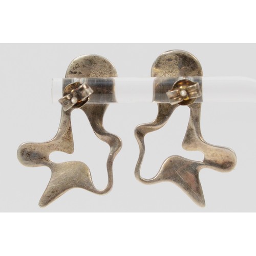 60 - Georg Jensen, a pair of silver earrings, design number 118, Splash by Henning Koppel, post 1945 mark... 