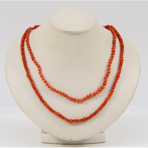 115 - Two 9ct gold clasp coral necklaces, 15.9g