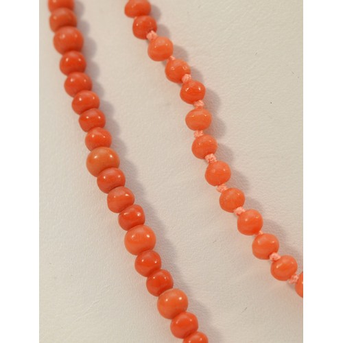 115 - Two 9ct gold clasp coral necklaces, 15.9g