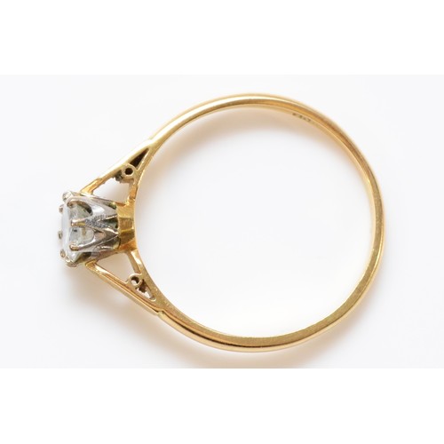 178 - An 18ct gold and single brilliant cut diamond ring, approximately 0.60cts, J/K, Si1/2, R, 2.8gm, nib... 