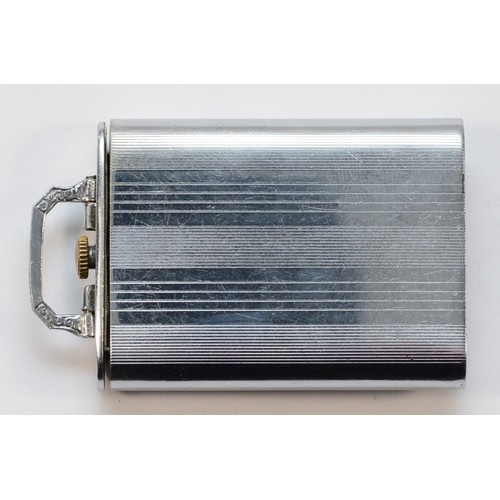 228 - Omega, an Art Deco chrome nickel case sliding purse watch, c.1930, original gilt signed dial with su... 