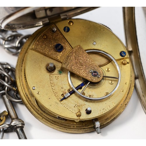 229 - A Victorian silver 'Improved Patent' key wind open face pocket watch, London 1881, white enamel two ... 