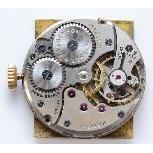 231 - J.W. Benson, a 9ct gold manual wind gentleman's wristwatch, Birmingham 1946, the original dial with ... 