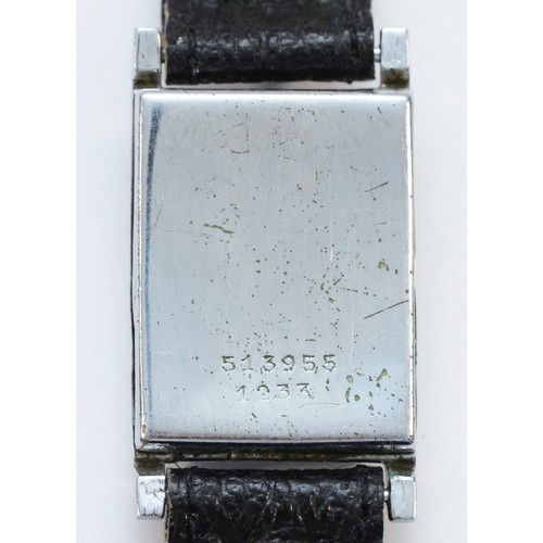 235 - An Art Deco Rolex Unicorn chrome plated gentleman's tank manual wind wristwatch, c. 1930, original r... 