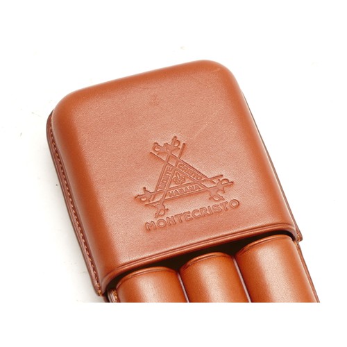 266 - Four leather cigar cases, to include a four tube Parker example, a three tube The Craftsmen example,... 