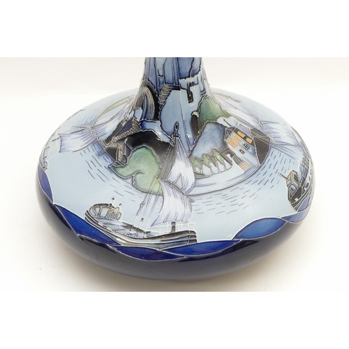 321 - A Moorcroft vase, in the pattern, 'River Traffic', designed by Paul Hilditch, dated 2013, no. 16, H-... 