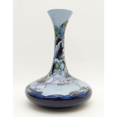 321 - A Moorcroft vase, in the pattern, 'River Traffic', designed by Paul Hilditch, dated 2013, no. 16, H-... 