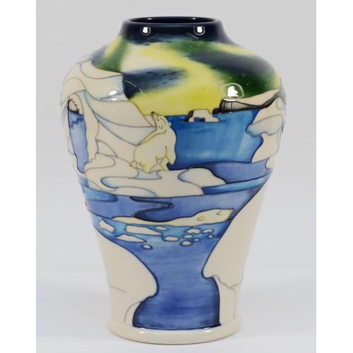 336 - A Moorcroft vase, in the pattern, 'Northern Lights', limited edition, 18/30, boxed, designed by Vick... 