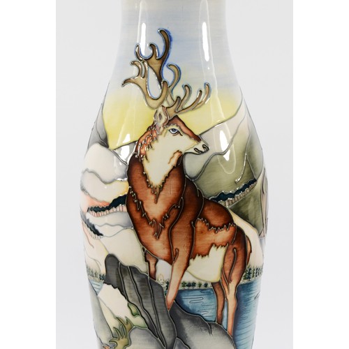 338 - A Moorcroft vase, in the pattern, 'Highland Stags', designed by Kerry Goodwin, dated 2012, H-42cm.