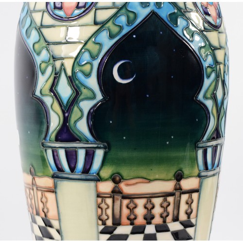 339 - A Moorcroft table lamp, in the pattern, 'Jumeirah', designed by Beverley Wilkes, complete with baske... 