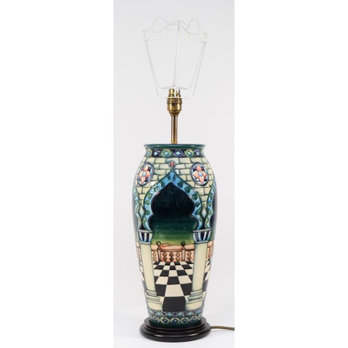 339 - A Moorcroft table lamp, in the pattern, 'Jumeirah', designed by Beverley Wilkes, complete with baske... 