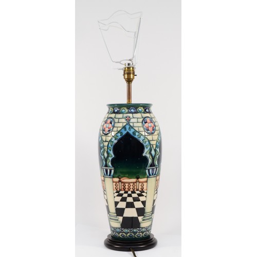 339 - A Moorcroft table lamp, in the pattern, 'Jumeirah', designed by Beverley Wilkes, complete with baske... 