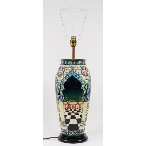 339 - A Moorcroft table lamp, in the pattern, 'Jumeirah', designed by Beverley Wilkes, complete with baske... 