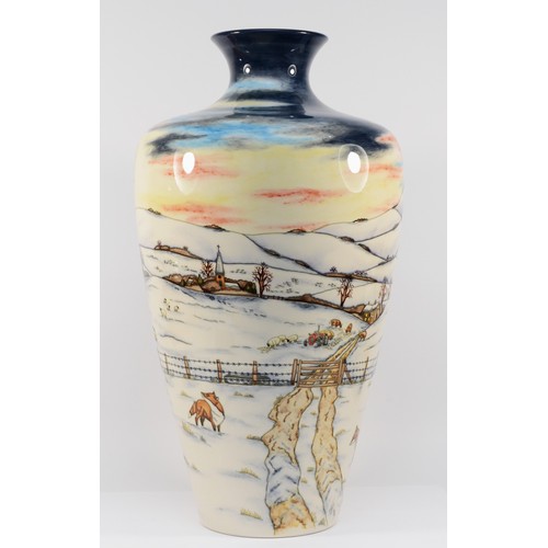 340 - A large Moorcroft vase, in the pattern, 'Woodside Farm', designed by Anji Davenport, dated 1999, H-5... 