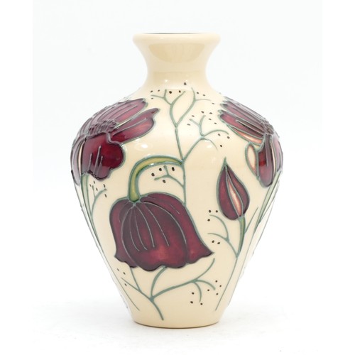 344 - A Moorcroft vase, in the pattern, 'Chocolate Cosmos', designed by Rachel Bishop, dated 2014, H-11cm,... 