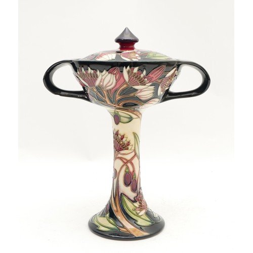 357 - A Moorcroft lidded bonbonniere, in the pattern, 'Symphony', designed by Emma Bossons, dated 2003, H-... 